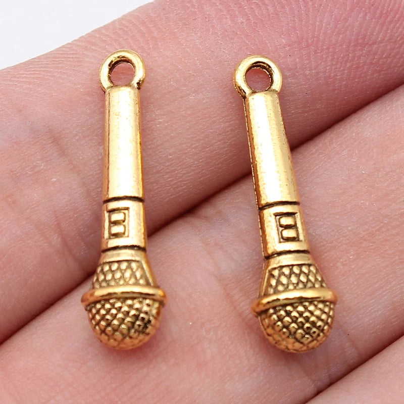 Microphone Charms Pendant Jewelry Supplies 10pcs Handmade for DIY Earrings & Bracelets