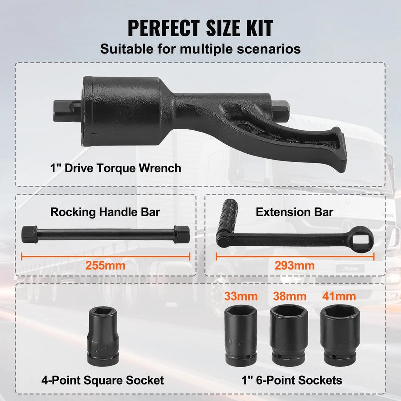 Heavy Duty Torque Wrench Set with 4/8 Socket and Case - 1/64 Gear Ratio