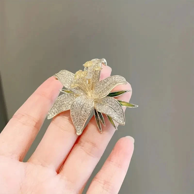 Elegant Lily Flower Brooch Pin - Versatile Fashion Jewelry Accessory