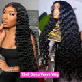 Deep Wave Lace Front Wig Human Hair 13x6 HD Transparent Lace Frontal 28-32 Inch for Women