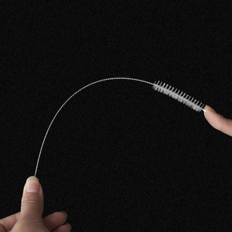 24cm Stainless Steel Straw Brush Cleaner with Soft Nylon Bristles - Multiple Colors