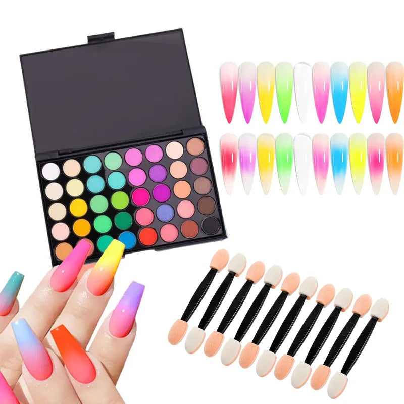40 Color Rainbow Glitter Nail Powder Kit - Matte Finish Long-Lasting Gradient Nail Art