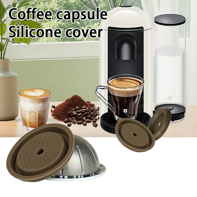 Reusable Silicone Lid for Vertuo Coffee Capsules - Brown, Light Green & Yellow