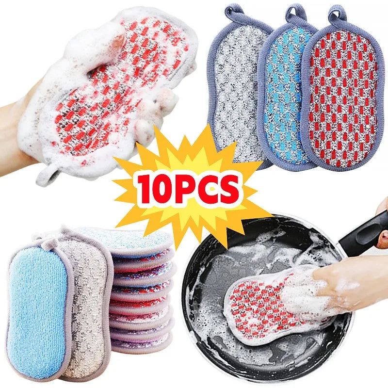 Double-Sided Dishwashing Sponge Set - Multi-Purpose Kitchen Scrubbing Pads