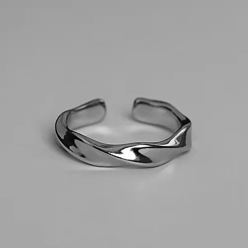 Mobius Wave Silver Ring for Women Men Open Jewelry Trend Accessory