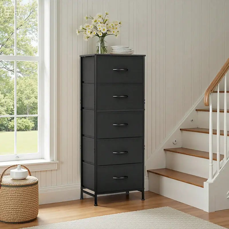 5-Drawer Bedroom Dresser with Wood Top & Steel Frame - Sturdy Closet Organizer