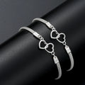 Love Heart Couple Bracelets Set for Women and Men Silver Double Layer Jewelry Gift