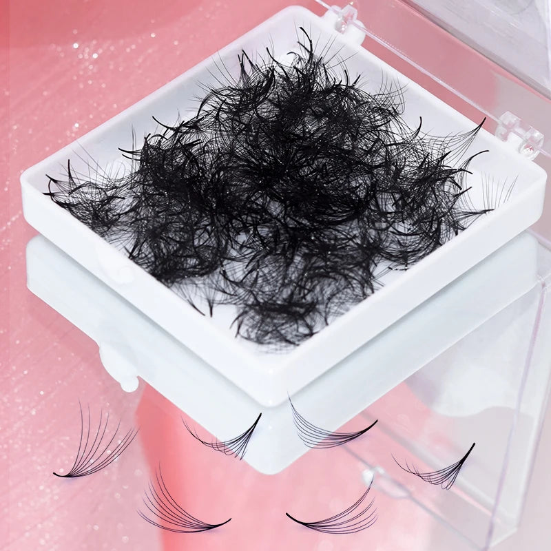 Pointed Base Premade Fan Eyelash Extensions 6D Long Stem Volume Lashes