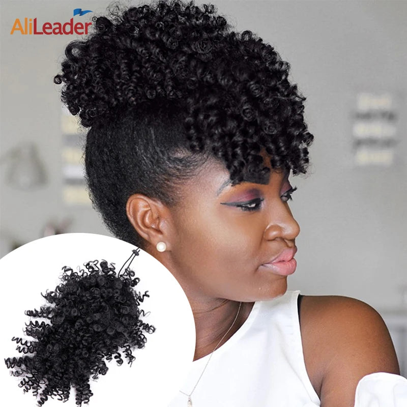 Synthetic Curly Bangs Hair Extensions - Clip-On Adjustable Fringe for Women