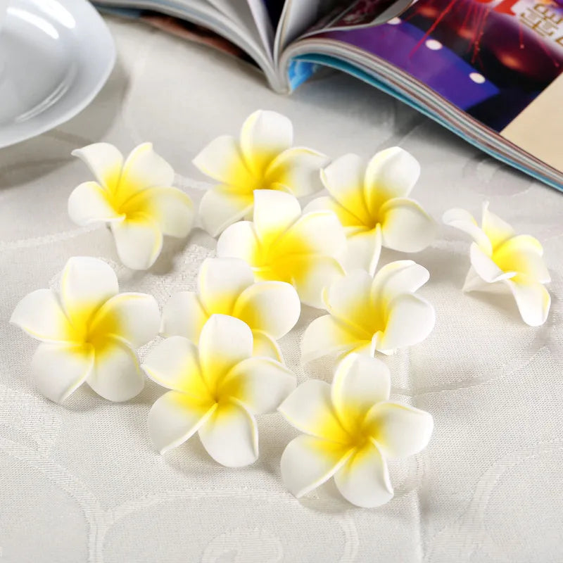 Fake Foam Frangipani Flowers for Wedding Decorations Craft Projects Hair Accessories - 10 Pack