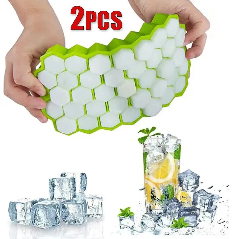 37 Grids Silicone Ice Cube Mold with Lids Honeycomb Shape Reusable Food-Grade BPA-Free
