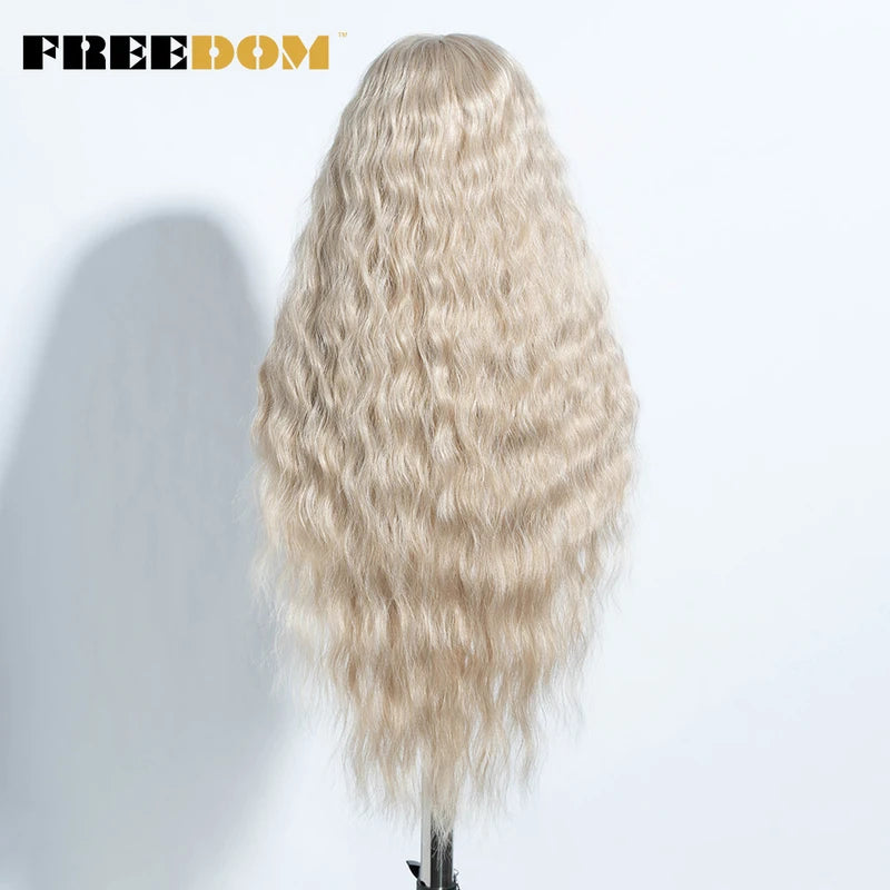 Heat Resistant Synthetic Lace Front Wigs for Women - 30 Inch Wavy Ombre Blonde & Ginger Highlights