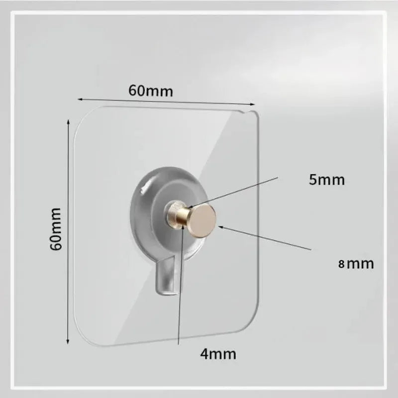 Strong Adhesive Wall Hooks No Drilling Waterproof Self-Adhesive Hangers for Photo Frames, Clocks, Posters
