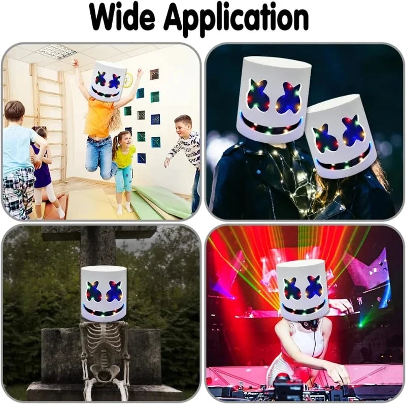 Halloween LED DJ Mask with Breathable Helmet - Lifelike Marshmello Cosplay Prop