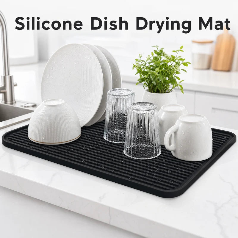 Silicone Dish Drying Mat - Non-Slip Waterproof Kitchen Counter Protector 70.5x50.3cm