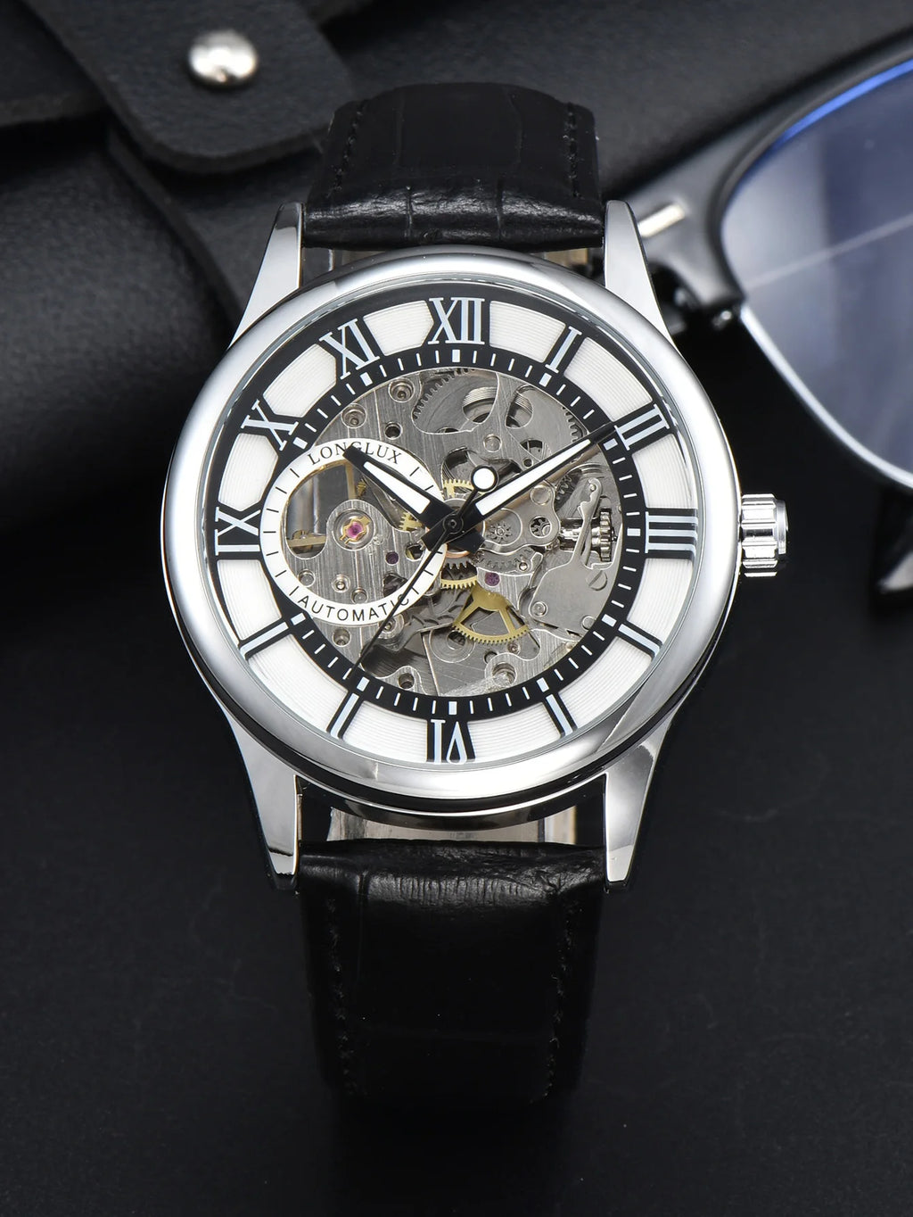 Automatic Mechanical Wristwatch Waterproof Leather Men’s Watch Gift