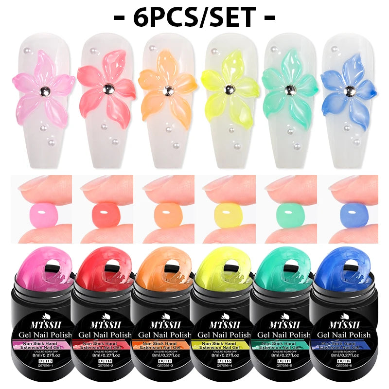 Glass Jelly Nail Extension Gel Set - Non-Stick Hand Sculpting UV/LED DIY Kit