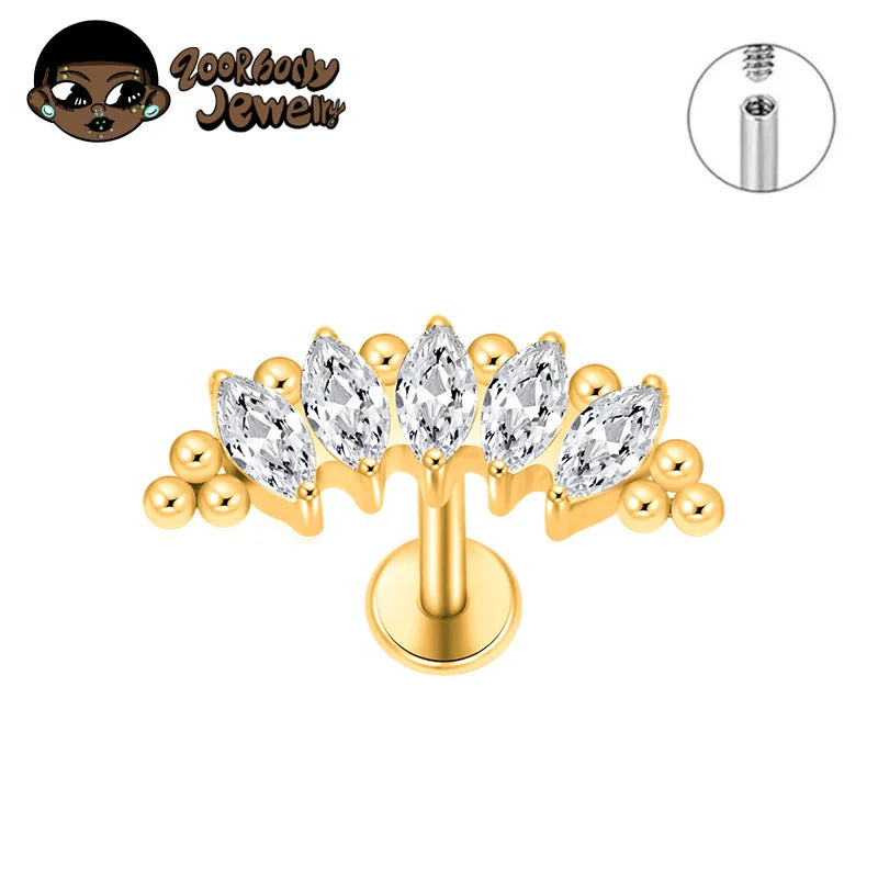 Titanium Beads Marquise Lotus Cartilage Earring Lip Piercing Body Jewelry