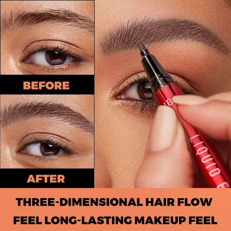 Waterproof Liquid Eyebrow Pencil & Eyeliner Pen - Smudge-Proof, Quick-Dry, Ultra-Fine