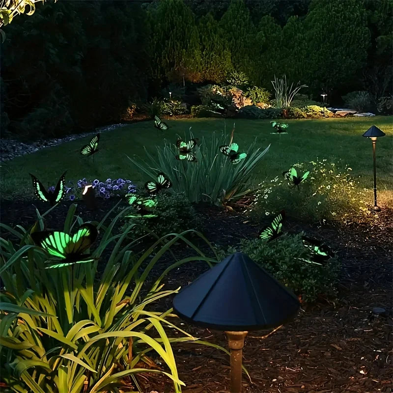 Glow In The Dark Butterfly Stakes - 24 Outdoor Garden Lawn Decor