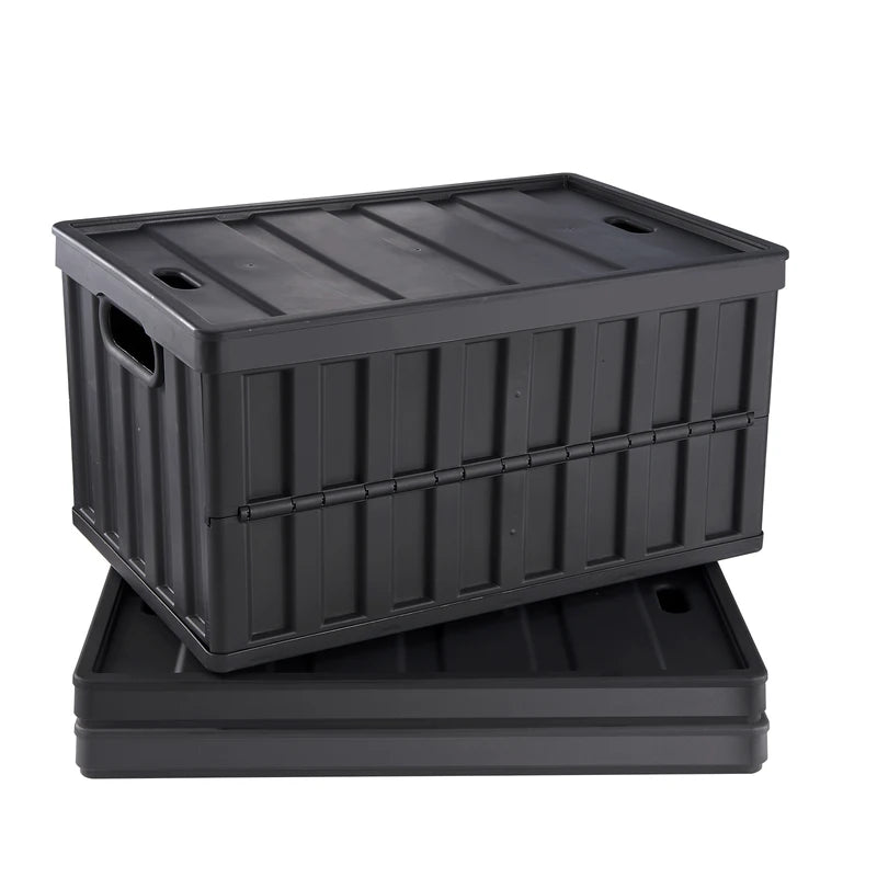 Set of 3 Collapsible Storage Bins with Lids - 45L/65L Space Saving Organizers