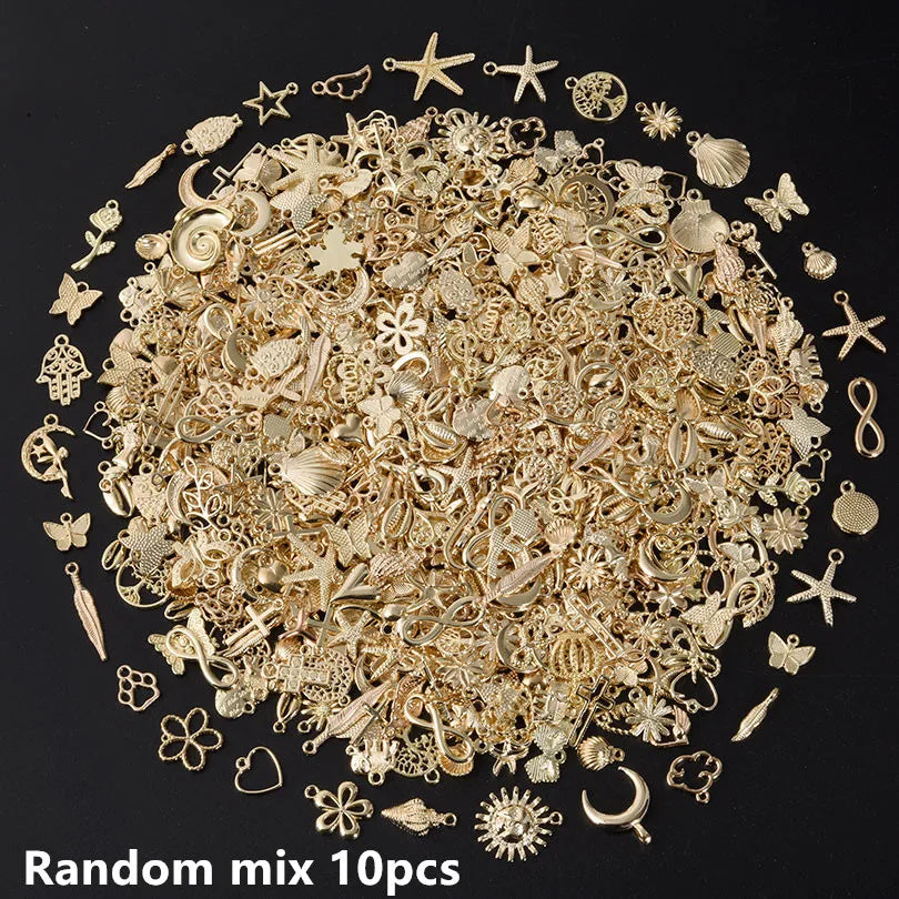 Gold Color Starfish Butterfly Metal DIY Charm Assortment for Jewelry Making