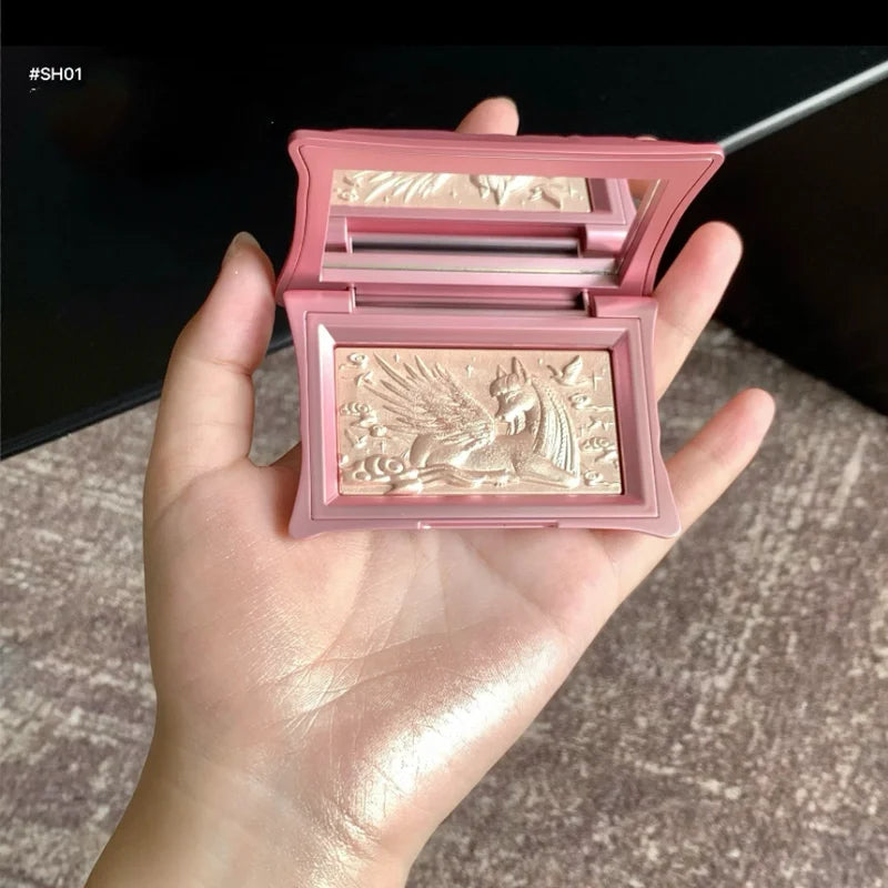 Highlighter & Blush Face Powder Set - Champagne Gold, Pink & Matte Finishing