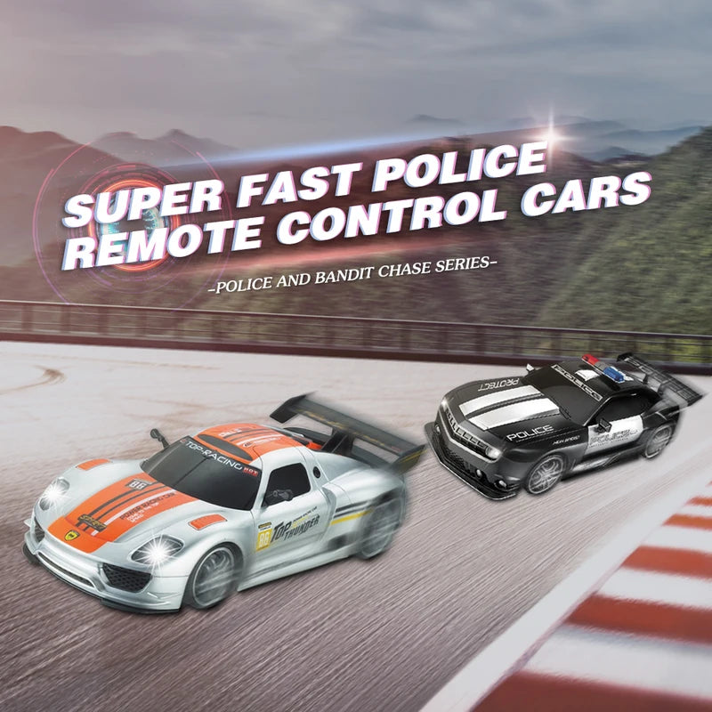 1/12 Scale Remote Control Police Car with Lights - Fast Drift Vehicle for Kids