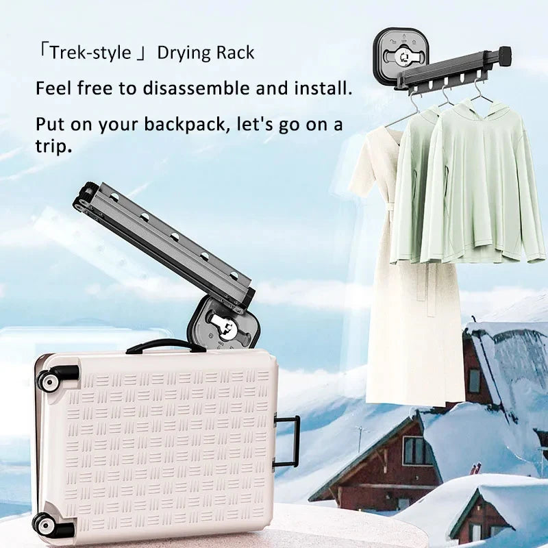 Retractable Wall-Mounted Clothes Drying Rack Space Saver Collapsible Laundry Hanger