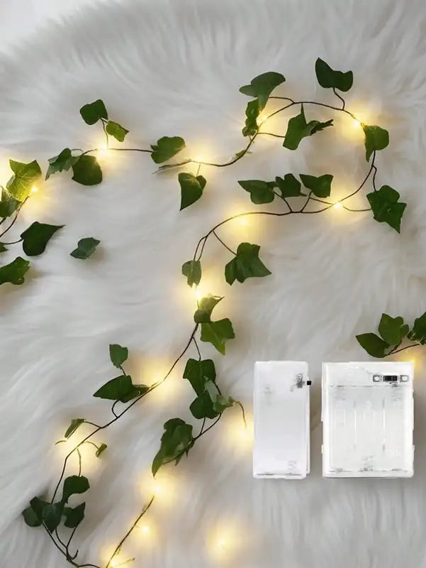 Battery Powered Ivy String Lights with Leaf Design - 32.81ft 100 LEDs for Garden, Party, Bedroom Decor