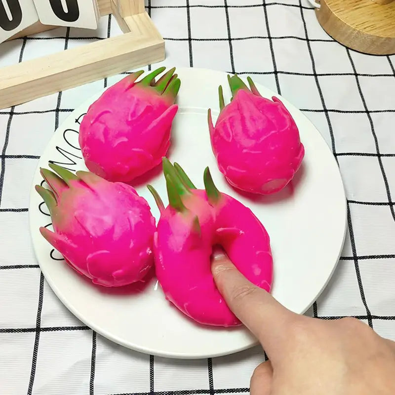 Stress Relief Squeeze Ball - Dragon Fruit Sensory Toy for Kids & Adults