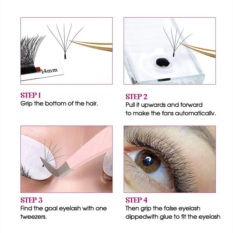 Lightweight 5D W-Shaped Faux Mink Eyelash Extensions - Premade Volume Fans