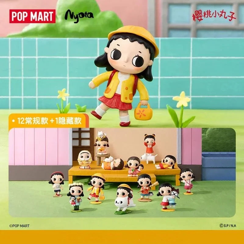 Pop Mart Nyota Chibi Maruko Chan Series Blind Box Figurines Kawaii Home Decor Toys
