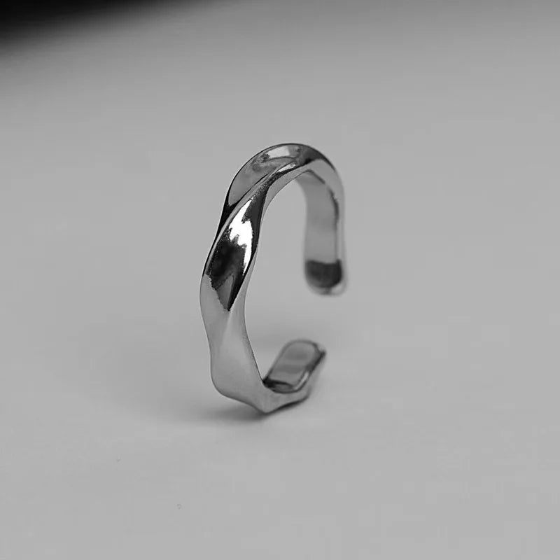 Mobius Wave Silver Ring for Women Men Open Jewelry Trend Accessory