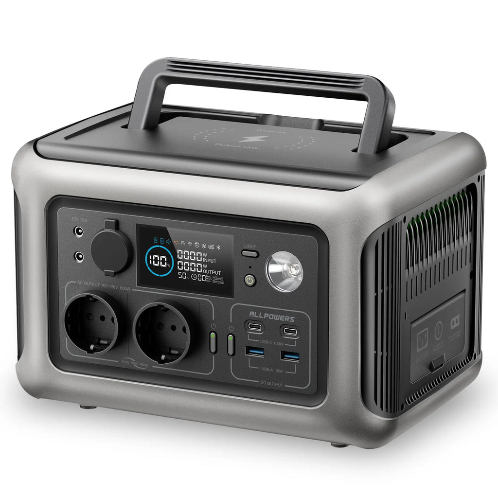 Portable Power Station 600W 299Wh Solar Generator with AC USB Output for Camping RV Home
