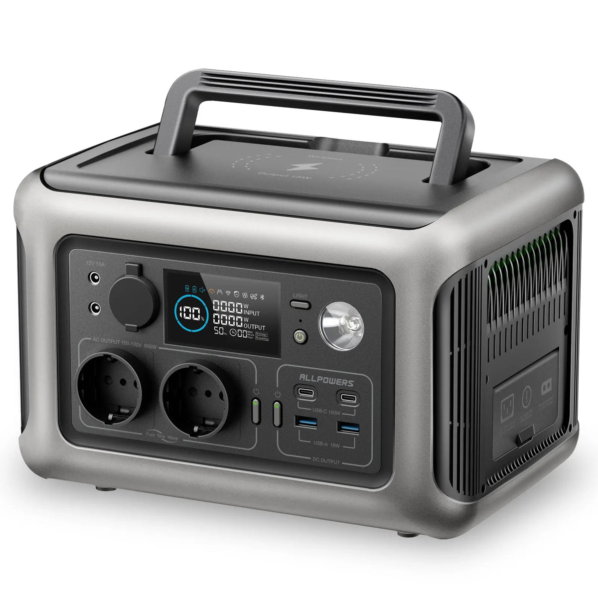 Portable Power Station 600W 299Wh Solar Generator with AC USB Output for Camping RV Home