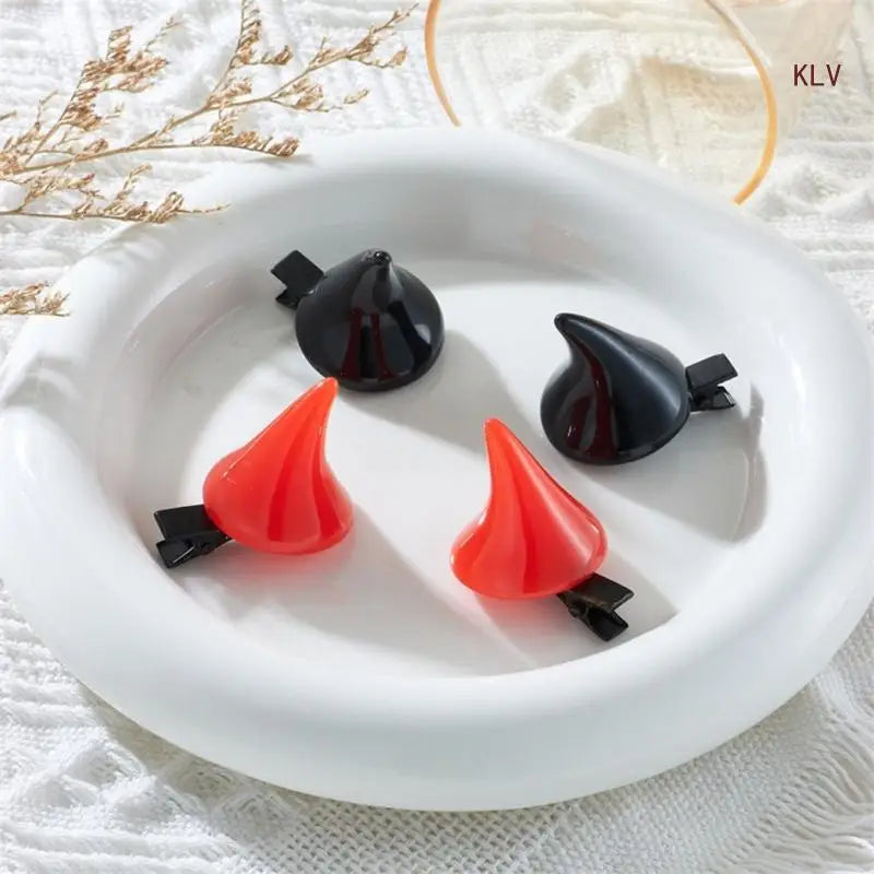 Colorful Devil Horn Hair Clips for Halloween Cosplay Party Accessories