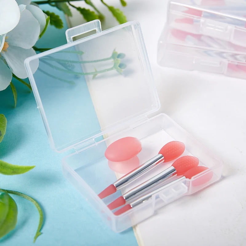 Silicone Lip Balm & Lipstick Brush Set with Dust Cover – 3 Pieces