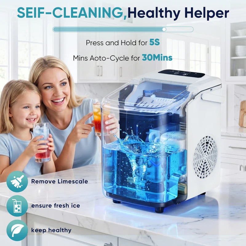 Portable Countertop Ice Maker with Scoop & Basket - 9 Cubes in 6 Mins, Multiple Colors