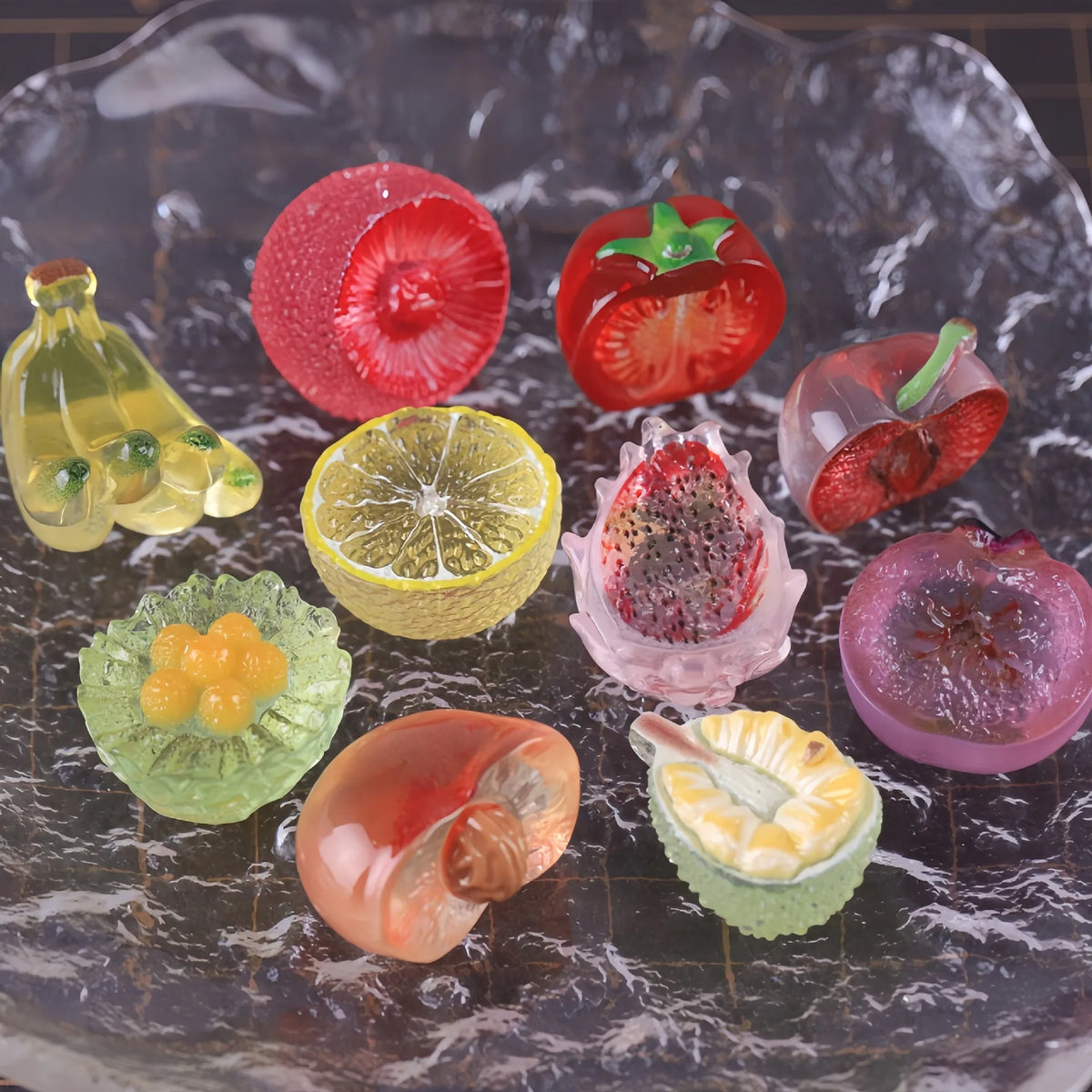 10pcs Transparent Bayberry Lemon Fruit DIY Car Decor Ornaments