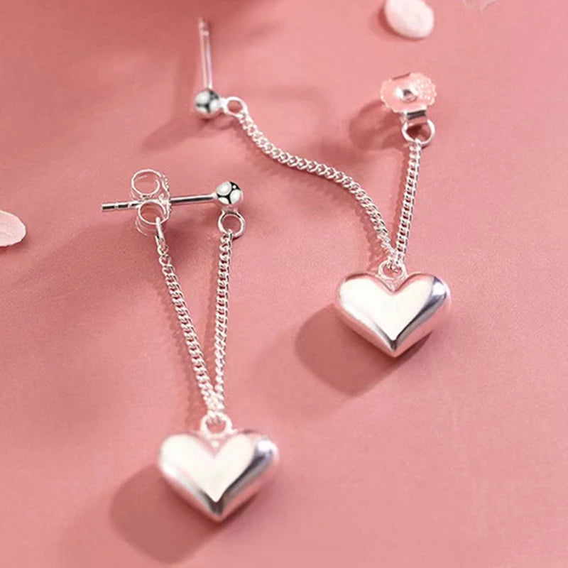 Women's Heart Pendant Earrings with Peach Charm - Suitable for Everyday and Vacation Wear