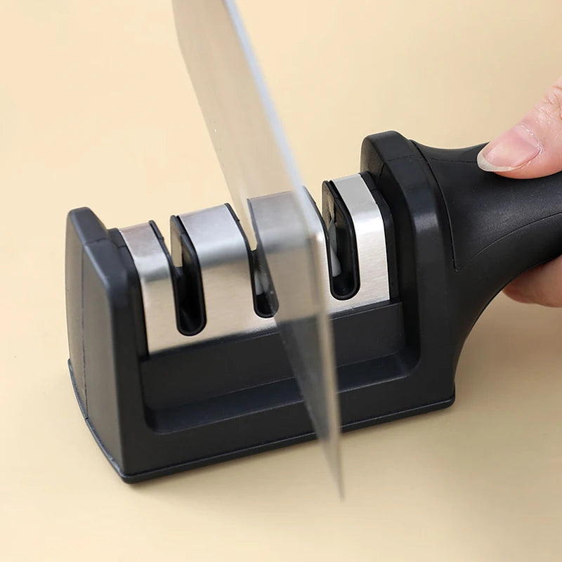 Multi-Function 3-Stage Knife Sharpener with Non-Slip Base Handheld Kitchen Tool