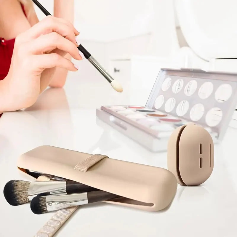 Travel Makeup Brush Holder Silicone Cosmetic Bag Waterproof Portable Organizer for Women Girls