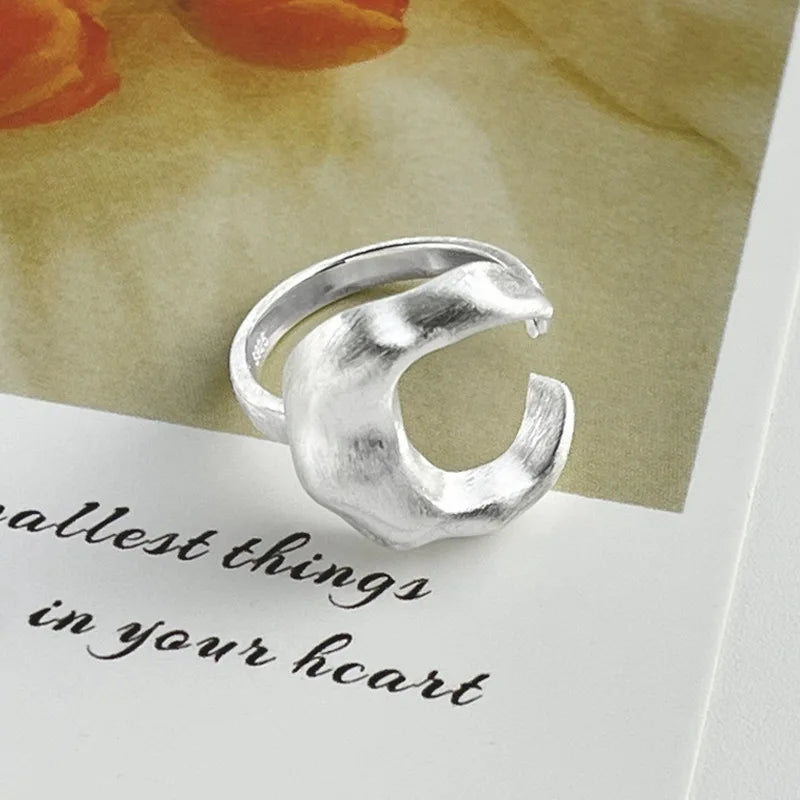 Matte Frosted Crescent Moon Finger Ring - Women's Hip Hop Jewelry Gift