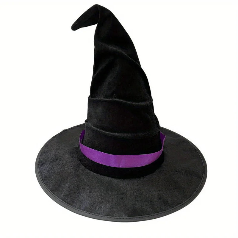 Halloween Witch Hat Costume Accessory in Velvet, Party Decor & Makeup