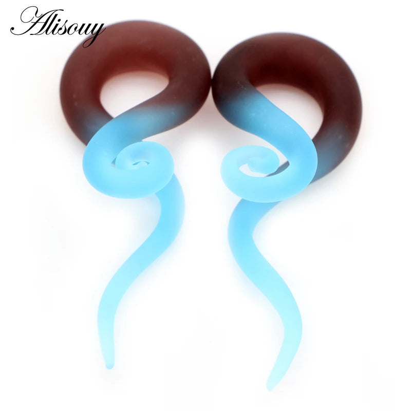 2pcs Glass Ear Plugs Tunnel Spiral Taper Body Jewelry Gauges Expander