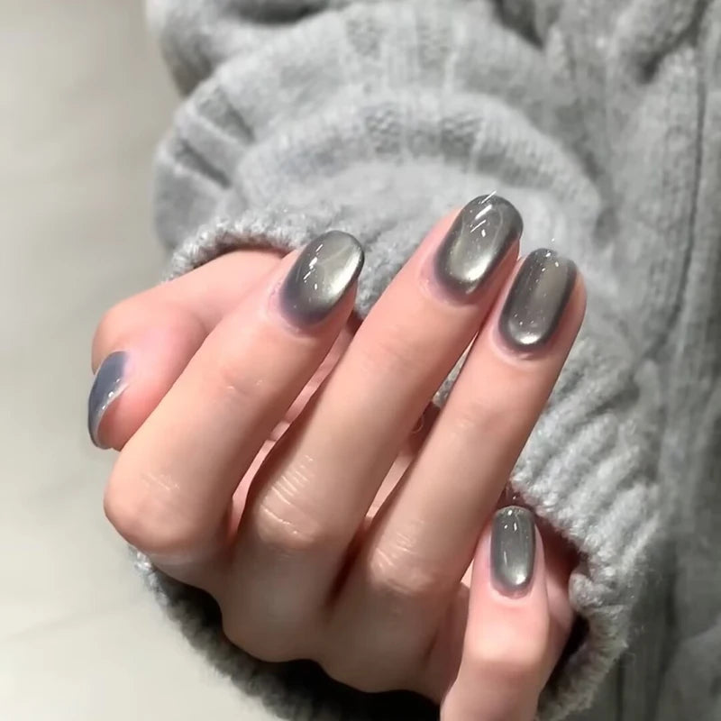 Smoky Ash Cat Eye Gel Nail Polish 10ML - Sparkling Grey Tone, Flattering & Trendy