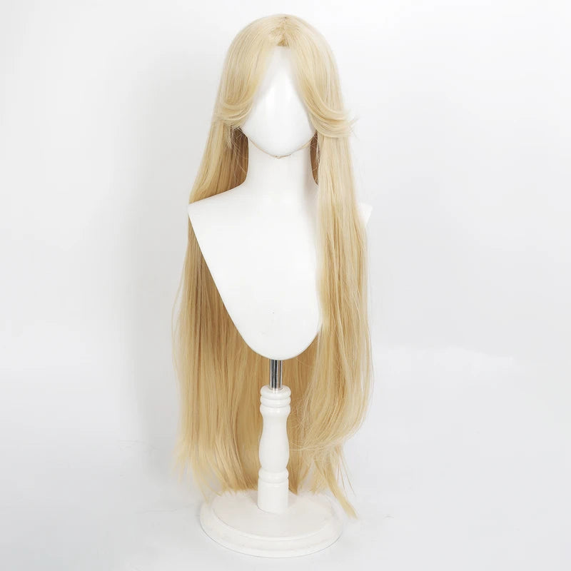 Long Wavy Blonde Synthetic Wig 32 Inch Heat-Resistant Cosplay Hair for Princess Costume
