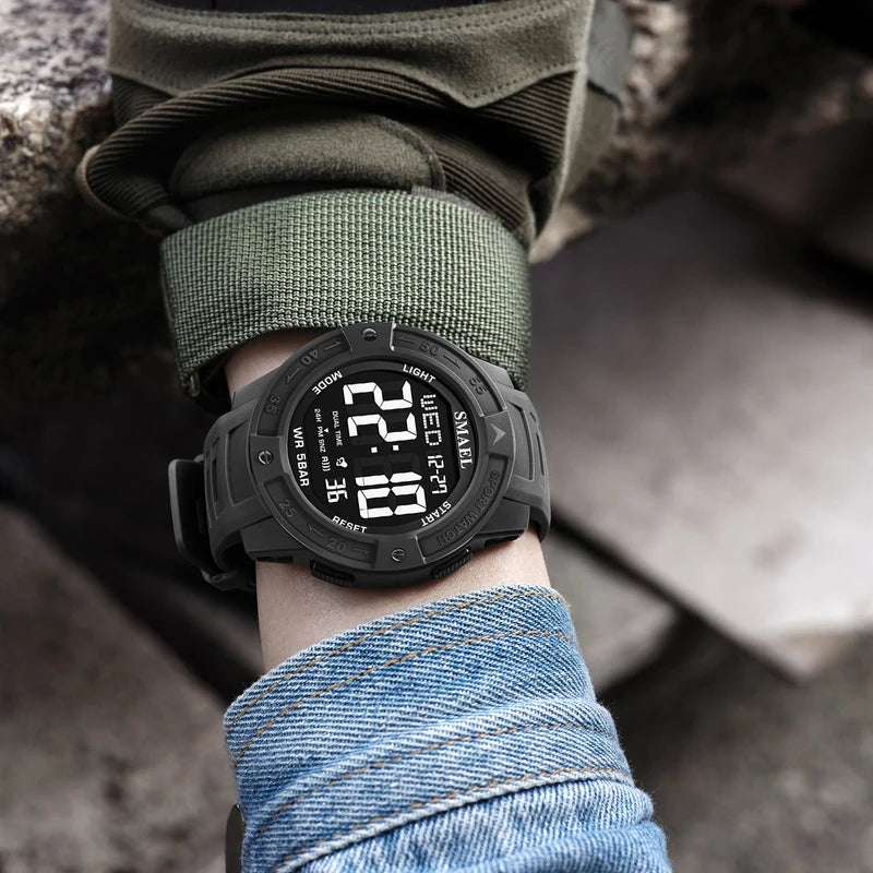 Digital Sport Wristwatch with Alarm Night Light Waterproof 50M