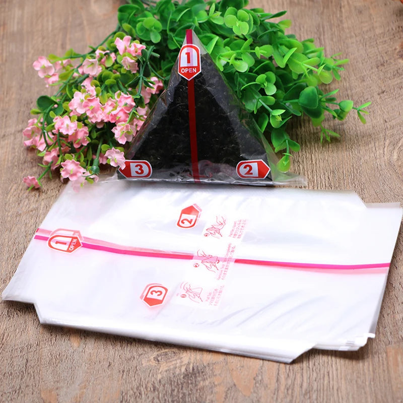 100Pcs Triangular Sushi Rice Ball Packaging Bags Eco-Friendly Plastic Gift Bags